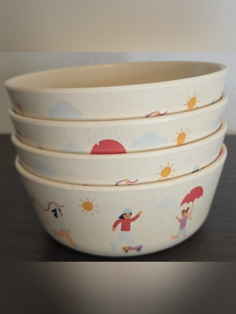 Pillowfort Set of 4 Bamboo Kids Bowls Outdoor Picnic BPA Free